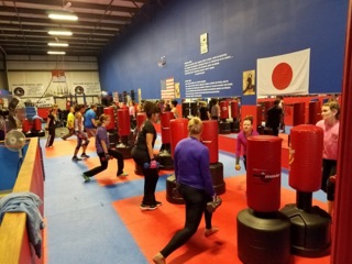 Cardio exercise class in progress